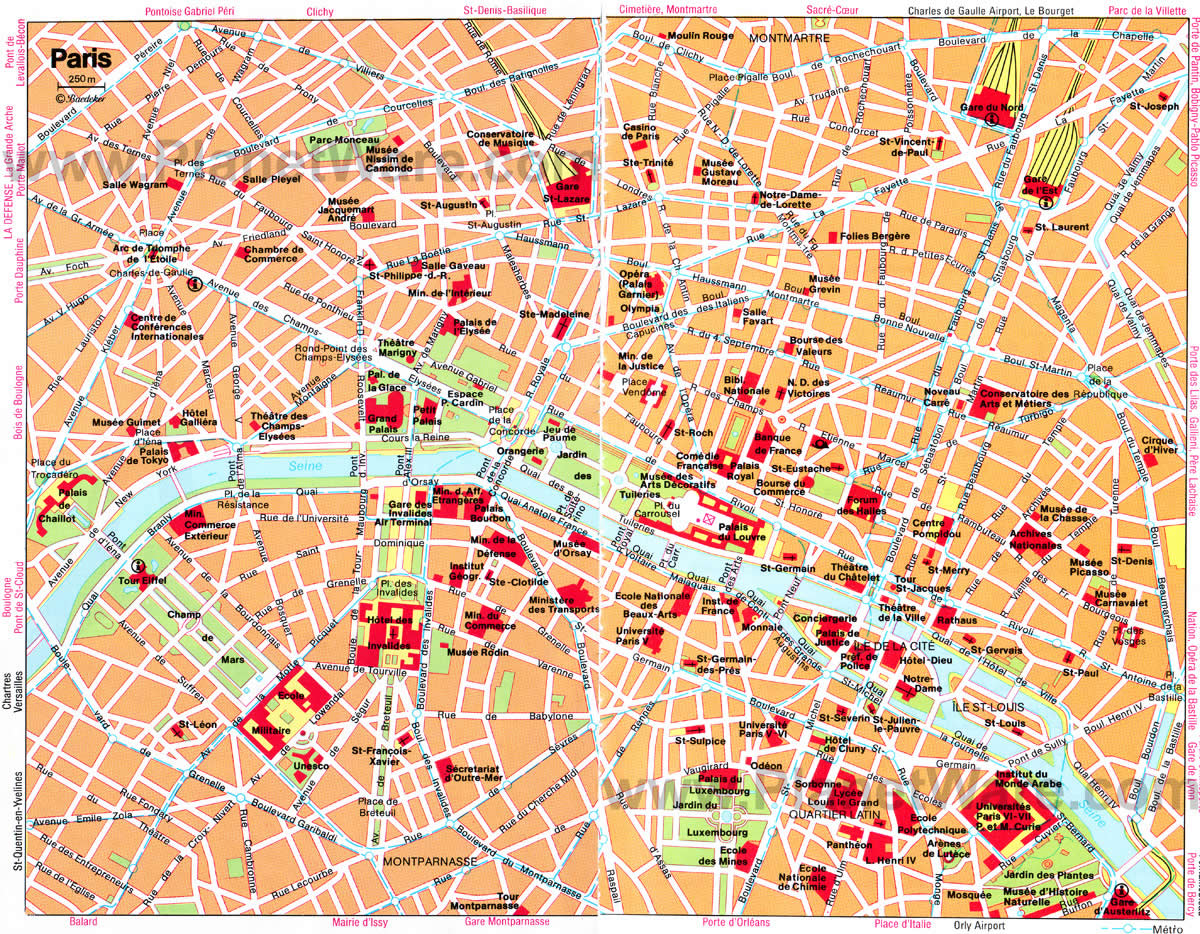 touristisch karte von paris
